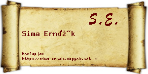 Sima Ernák névjegykártya